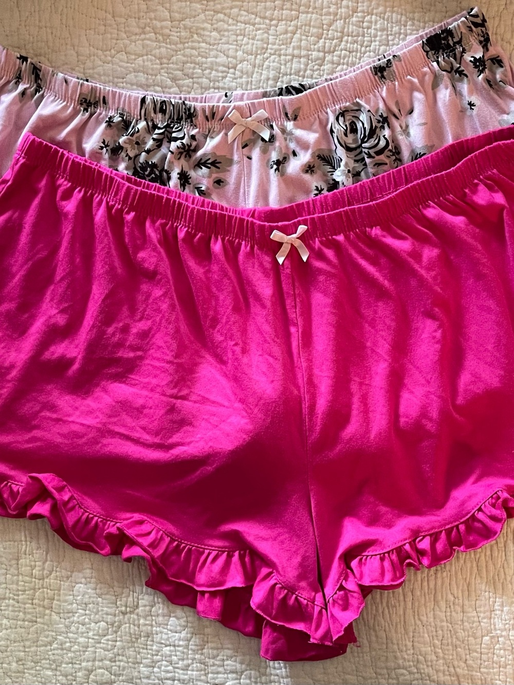 Pj Couture Hot Pink & Light Pink Floral Sleep Shorts Set